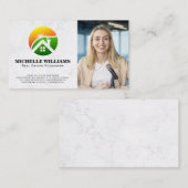 Vrouw op podcast | Onroerend goed Logo Visitekaartje (Voorkant / Achterkant)