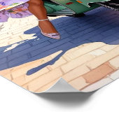  vrouw op scooter in Rome - Retro Travel Poster (Hoek)