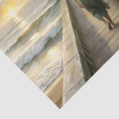 Vrouw op Steiger bij Zonsondergang Decoupage Tissuepapier (Detail)