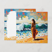 Vrouw op strand Abstract kustkunst (Voorkant / Achterkant)