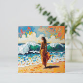 Vrouw op strand Abstract kustkunst (Staand voorkant)