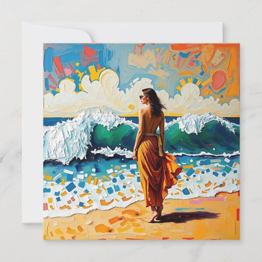 Vrouw op strand Abstract kustkunst (Voorkant)