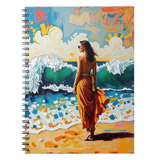 Vrouw op strand Abstract kustkunst Notitieboek (Voorkant)