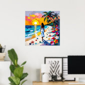 Vrouw op strand Tropisch decor Poster (Thuiskantoor)