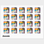 Vrouw op strand Tropisch decor Vierkante Sticker (Vel)