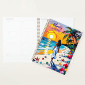 Vrouw op strand Tropisch tafereel Persoonlijk Planner (Display)