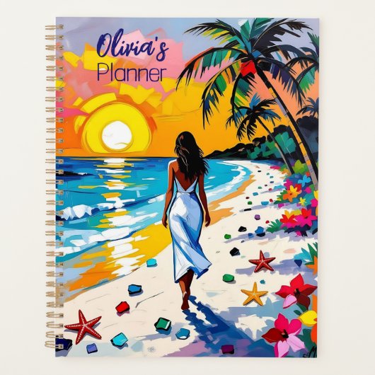 Vrouw op strand Tropisch tafereel Persoonlijk Planner (Voorkant)