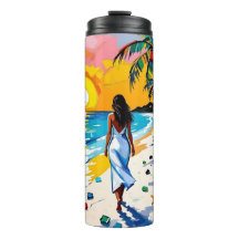 Vrouw op strand Tropisch tafereel