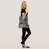 Vrouw op waterlichaam tussen bruine boten tote bag (Op model)