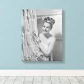 Vrouw opgepakt canvas afdruk (Insitu (Houten vloer))