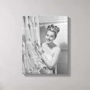 Vrouw opgepakt canvas afdruk