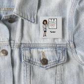 Vrouw Optometrist Name Button Button (In situ)