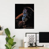 Vrouw Orangutan Great Ape Wildlife Art Poster (Thuiskantoor)