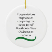 Vrouw Ornament halve marathon runner in groen (Achterkant)