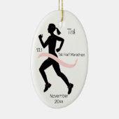 Vrouw Ornament met halve marathon in roze (Rechts)