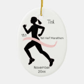 Vrouw Ornament met halve marathon in roze (Voorkant)