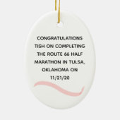 Vrouw Ornament met halve marathon in roze (Achterkant)