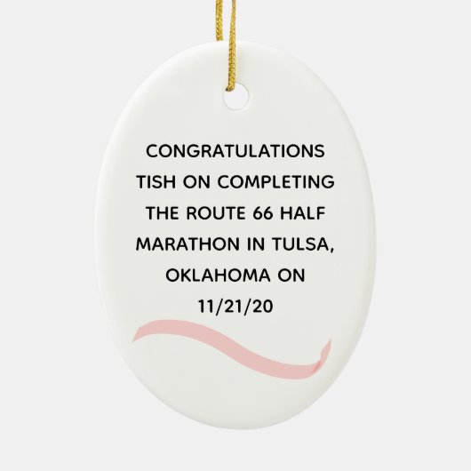 Vrouw Ornament met halve marathon in roze (Achterkant)