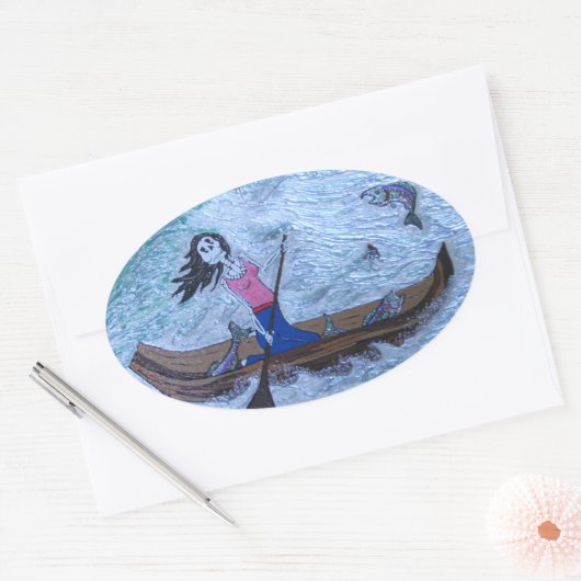 Vrouw Ovale Sticker (Envelop)