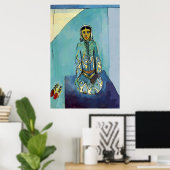 Vrouw over Yoga Mat Poster (Thuiskantoor)