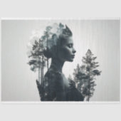 Vrouw Overbelichte Bos Decouapge Tissuepapier (Voorkant)