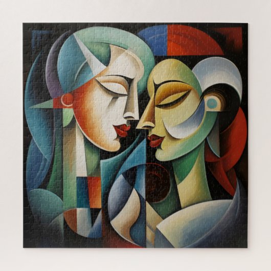 Vrouw paar kubisme legpuzzel (Verticaal)
