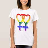 Vrouw Paar Pride Symbolen Regenboogvlag T-shirt (Voorkant)