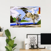 Vrouw & Paarden Kuniyoshi Japanse fijne kunst Poster (Thuiskantoor)