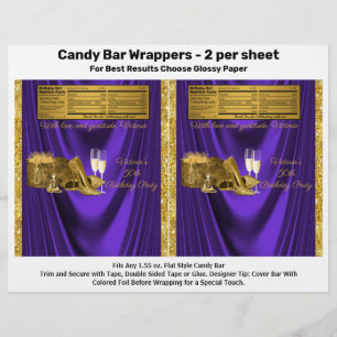 Vrouw Paarse Gouden Verjaardagsfeest Candy Bar Ver Flyer