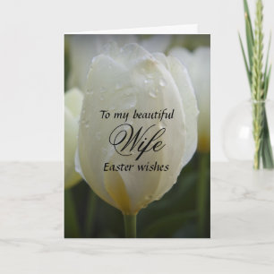 Vrouw / Paaswensen - Elegante witte tulp Feestdagen Kaart