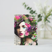 Vrouw Papier Collage Art Briefkaart (Staand voorkant)
