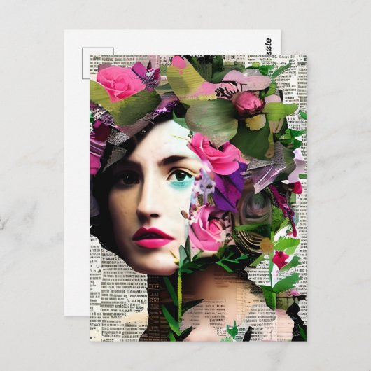   Vrouw Papier Collage Art Briefkaart (Voorkant / Achterkant)