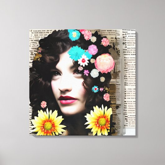 Vrouw Papier Collage Art Canvas Afdruk (Voorkant)