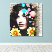 Vrouw Papier Collage Art Canvas Afdruk (Insitu (Houten vloer))