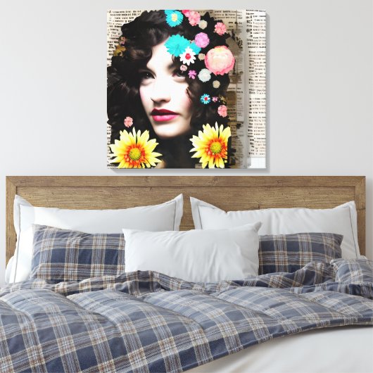 Vrouw Papier Collage Art Canvas Afdruk (Insitu (Slaapkamer))