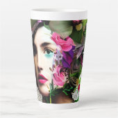  Vrouw Papier Collage Art Latte Mok (Voorkant)