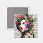 Vrouw Papier Collage Art Magneet (Voorkant / Achterkant)