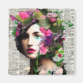 Vrouw Papier Collage Art Magneet (Voorkant)