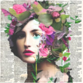 Vrouw Papier Collage Art Sticker (Voorkant)