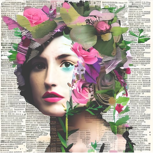  Vrouw Papier Collage Art Sticker (Voorkant)