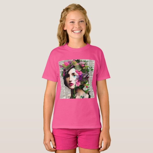  Vrouw Papier Collage Art T-shirt (Voorkant volledig)