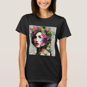 Vrouw Papier Collage Art T-shirt