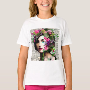 Vrouw Papier Collage Art T-shirt