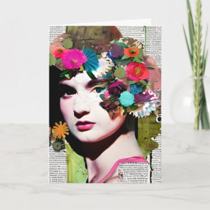  Vrouw Papier Collage   Grappige vriendschap Kaart