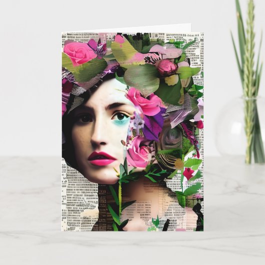  Vrouw Papier Collage Tante's Verjaardag Kaart (Voorkant)