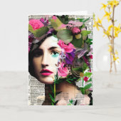  Vrouw Papier Collage Tante's Verjaardag Kaart (Gele Bloem)