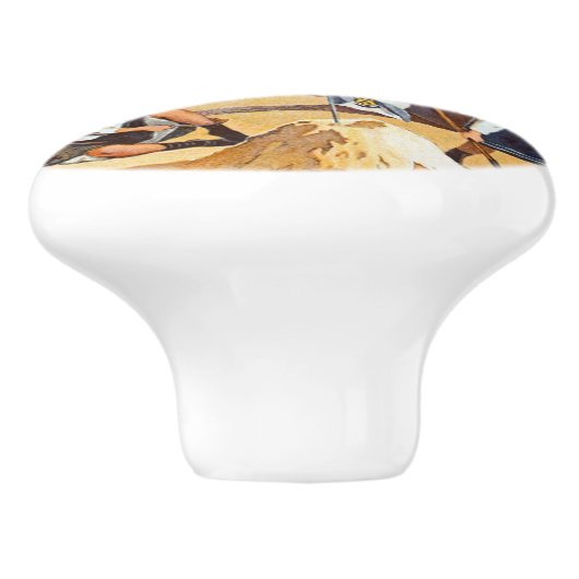 Vrouw ~ Paraplu ~ Kinderen ~ Hamburg-Amerika Lijn Keramische Knop (Zijkant)