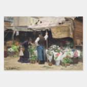 vrouw Parijse Bloemenmarkt Decoupage Inpakpapier Vel (Voorkant)