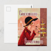 Vrouw passie voor chokolaat, grappig briefkaart (Voorkant / Achterkant)