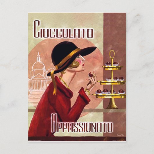 Vrouw passie voor chokolaat, grappig briefkaart (Voorkant)